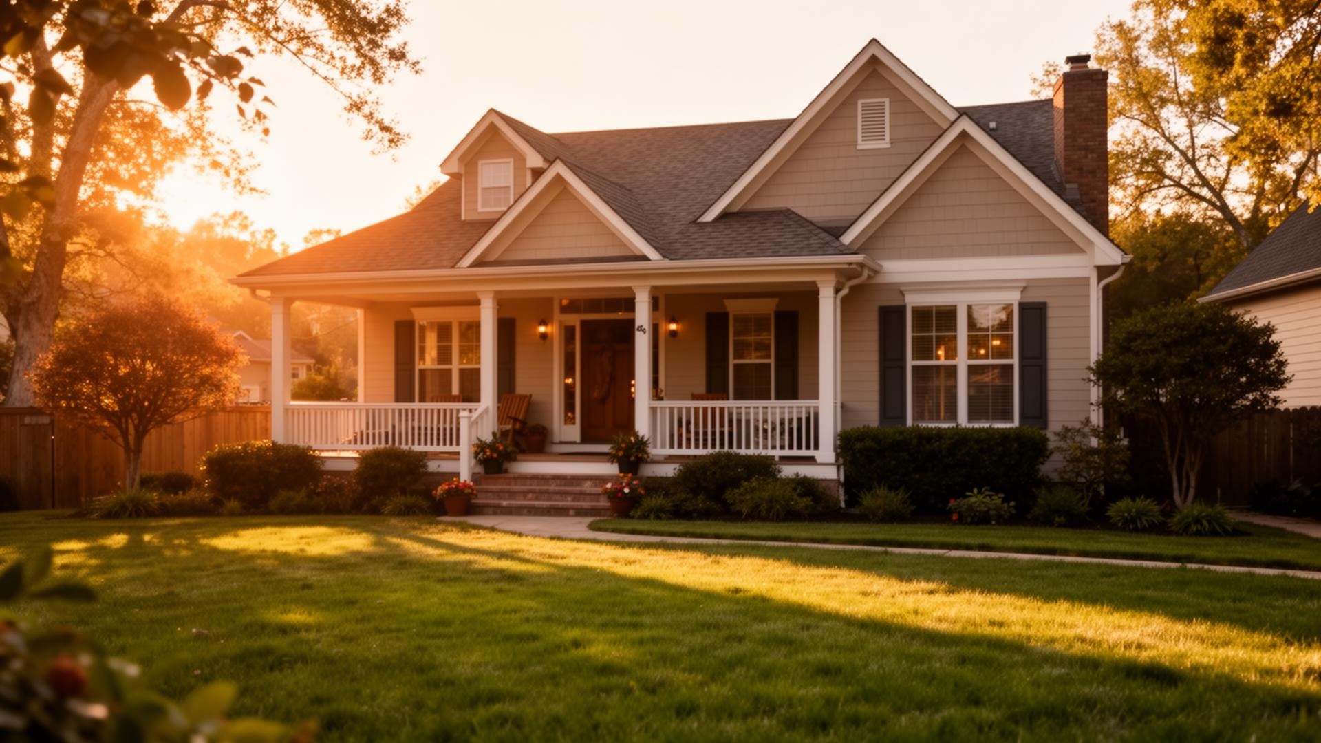 Beautiful suburban home at golden hour